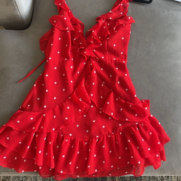 For Love and Lemons Red Polka Dot Ruffle Dress - Picture 11 of 12